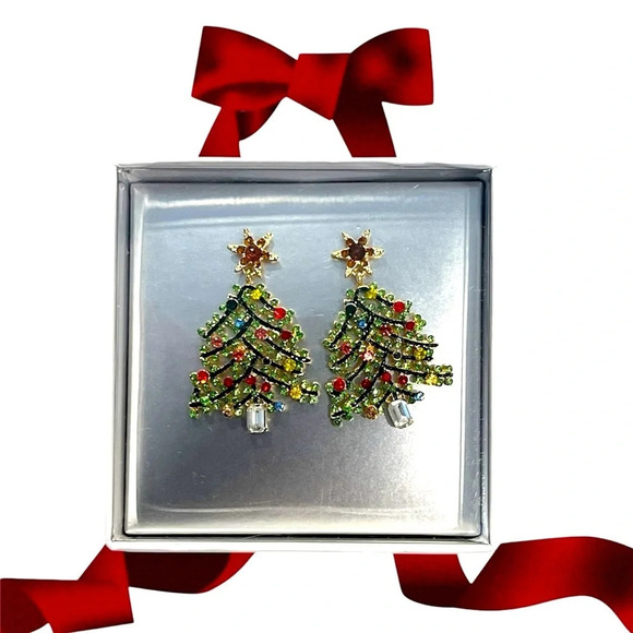 NWT Joe Fresh/🎄Earrings/ Gemstone dangling Christmas tree - Picture 3 of 7
